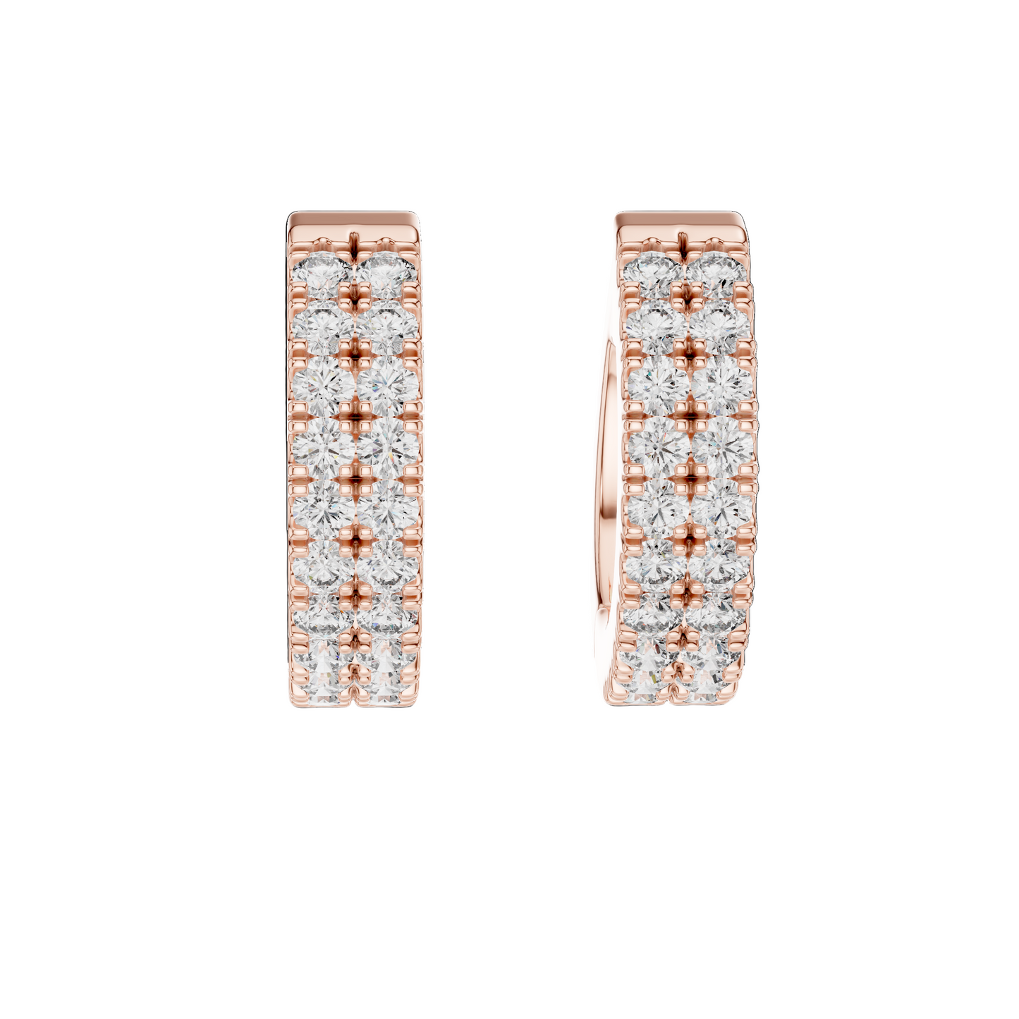 Double Row Brilliant Diamond Hoops