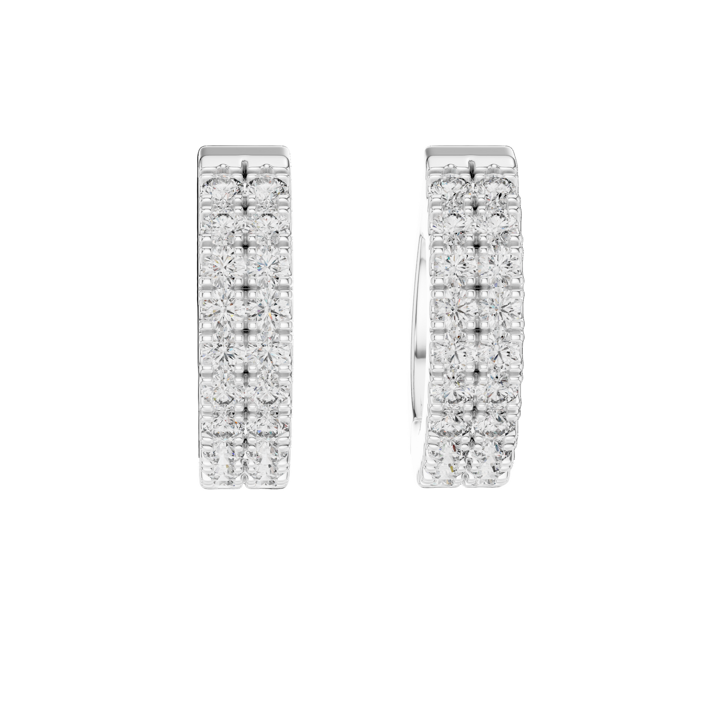Double Row Brilliant Diamond Hoops
