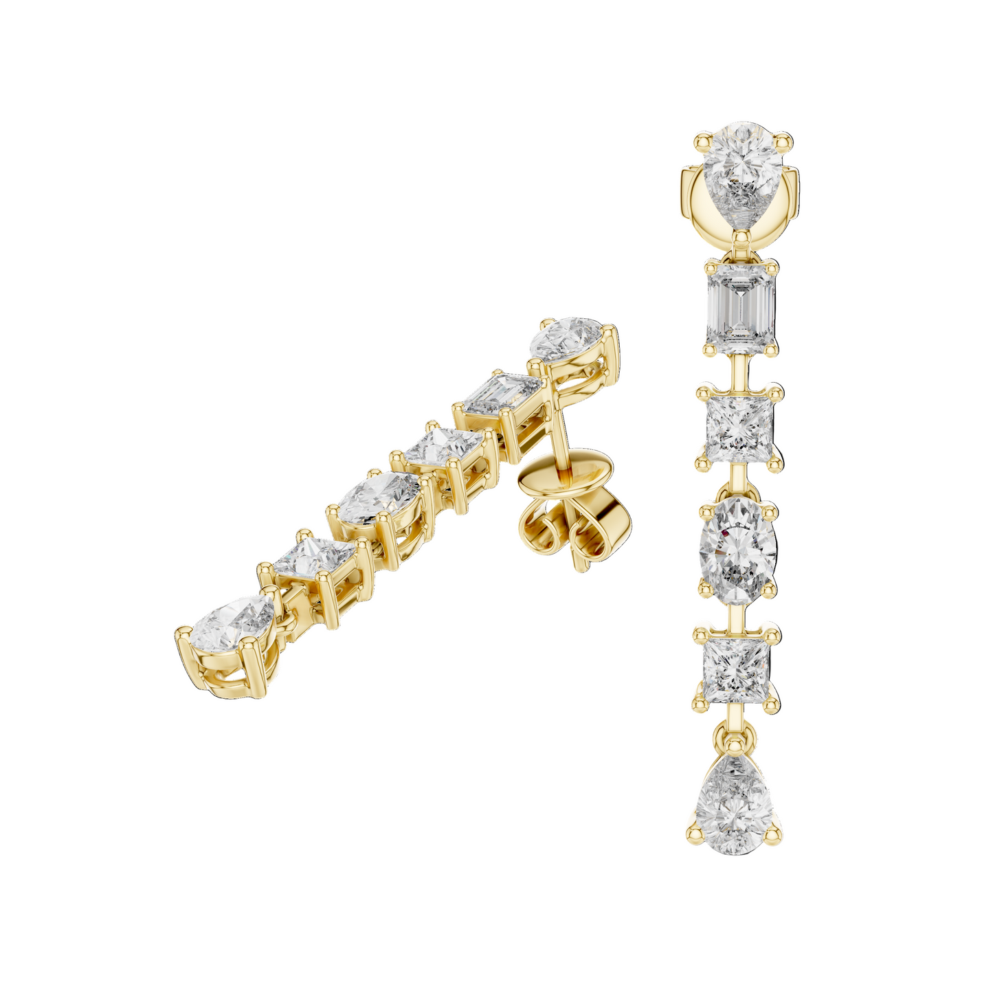 Radiant Cascade Diamond Drop Earrings