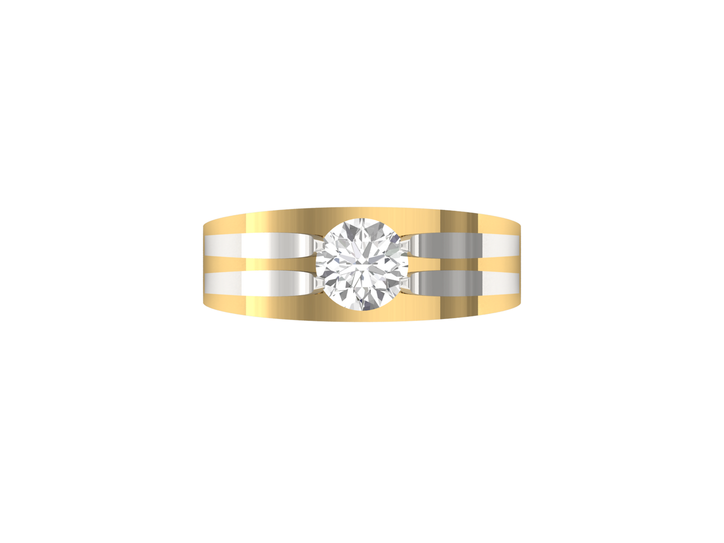 1.0 Carat Two-Tone Men's Diamond Ring