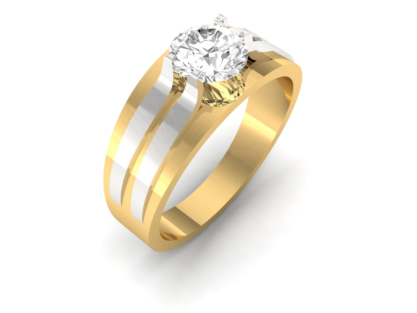 1.0 Carat Two-Tone Men's Diamond Ring