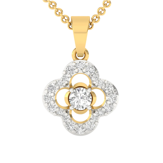 Elegant Diamond Flower Pendant (without Chain)
