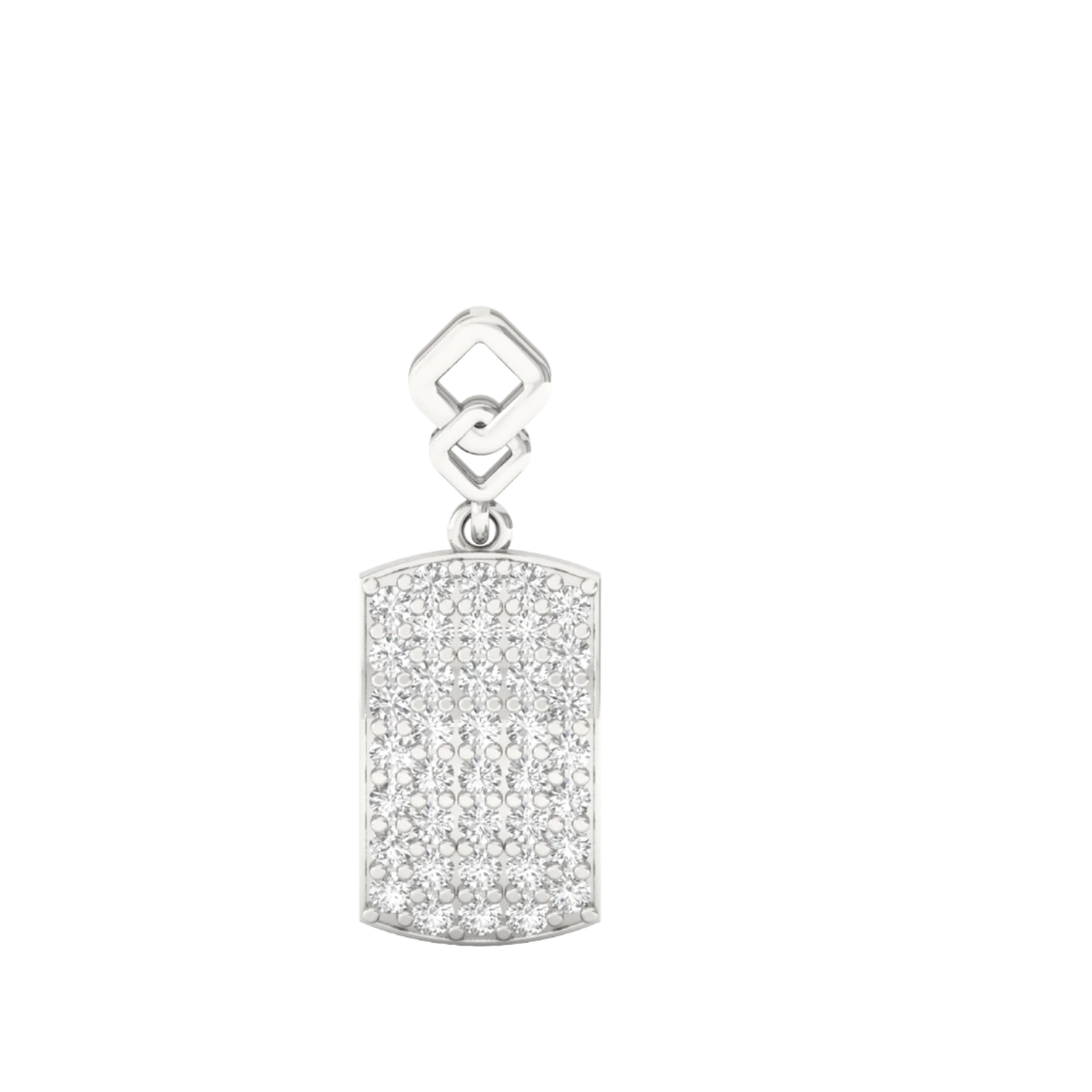 Diamond-Encrusted Rectangular Charm Pendant (without Chain)