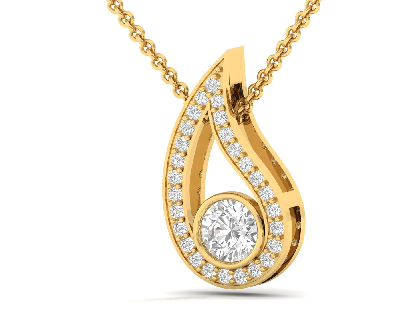 Radiant Teardrop Halo Diamond Pendant (without Chain)