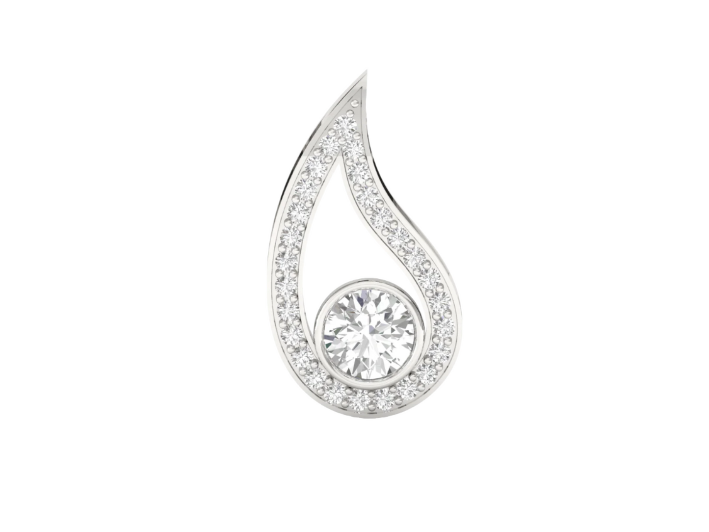 Radiant Teardrop Halo Diamond Pendant (without Chain)