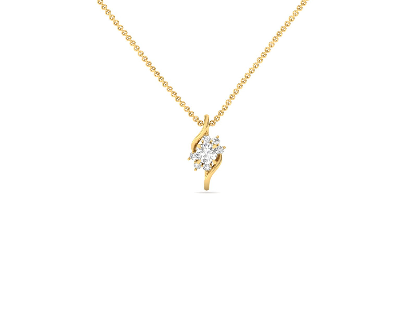 Stylized Floral Diamond Pendant (without Chain)