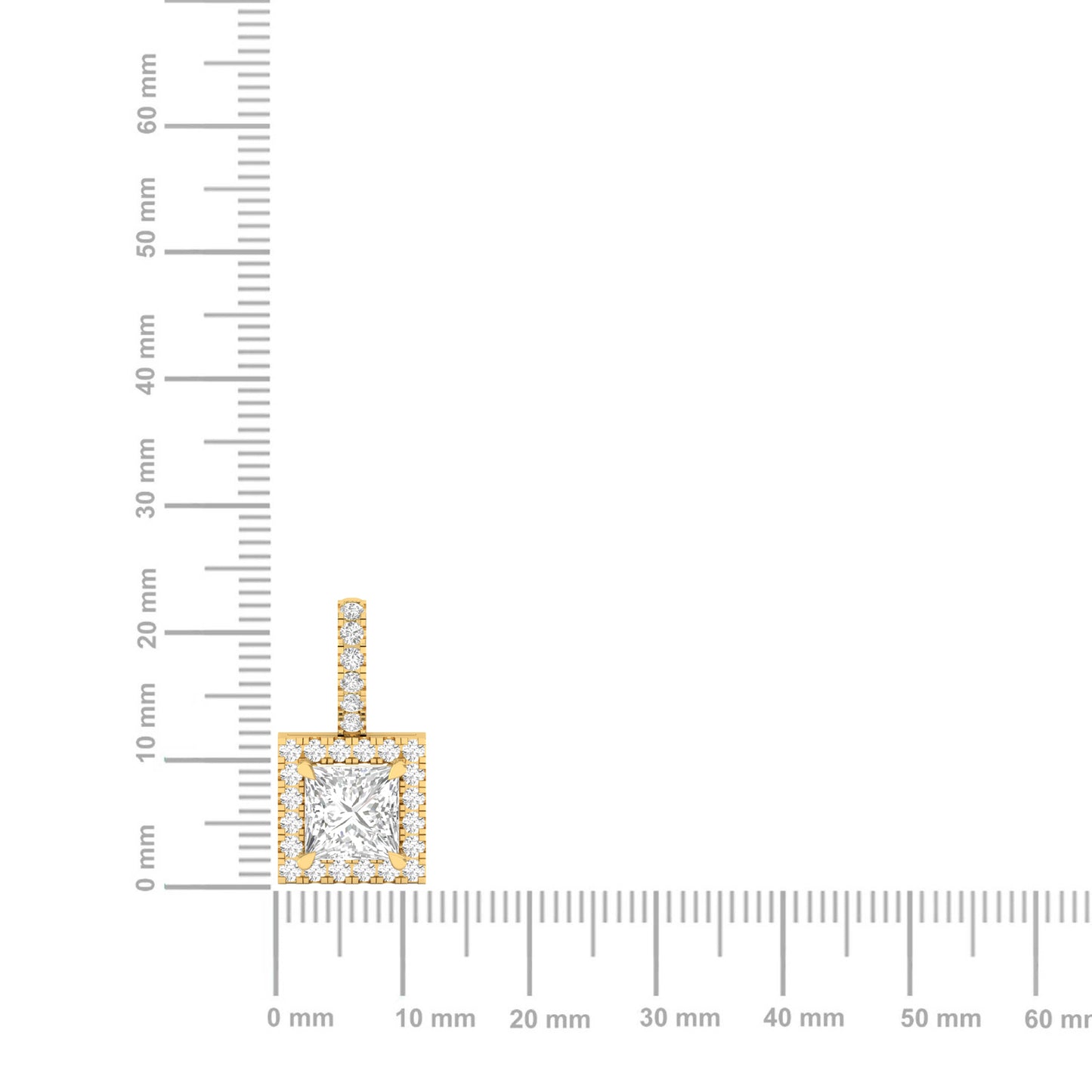 Exquisite Princess Cut Diamond Halo Pendant (without Chain)