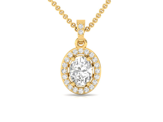 Dazzling Oval Halo Diamond Pendant (without Chain)