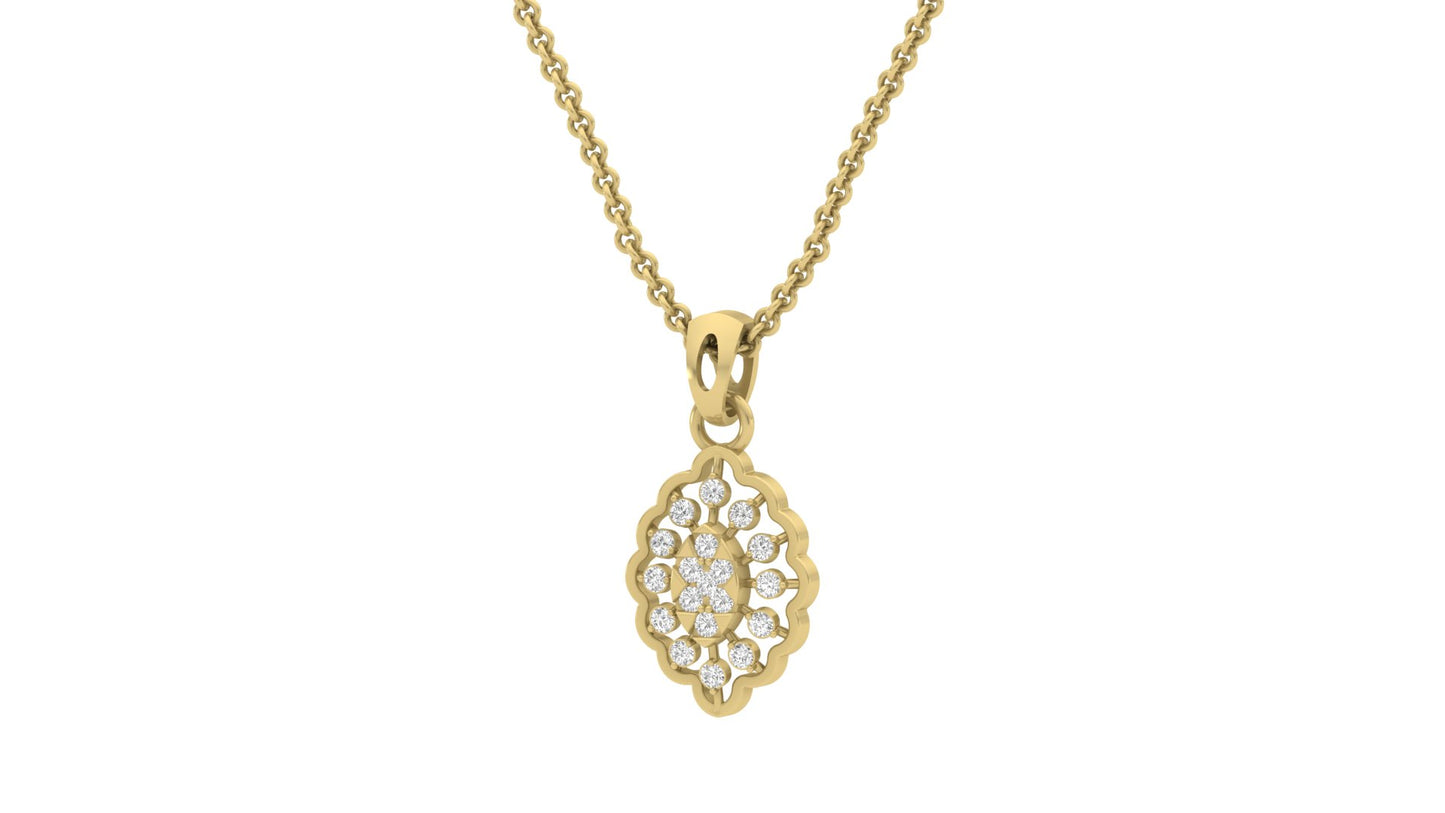Diamond Floral Filigree Pendant (withtout Chain)