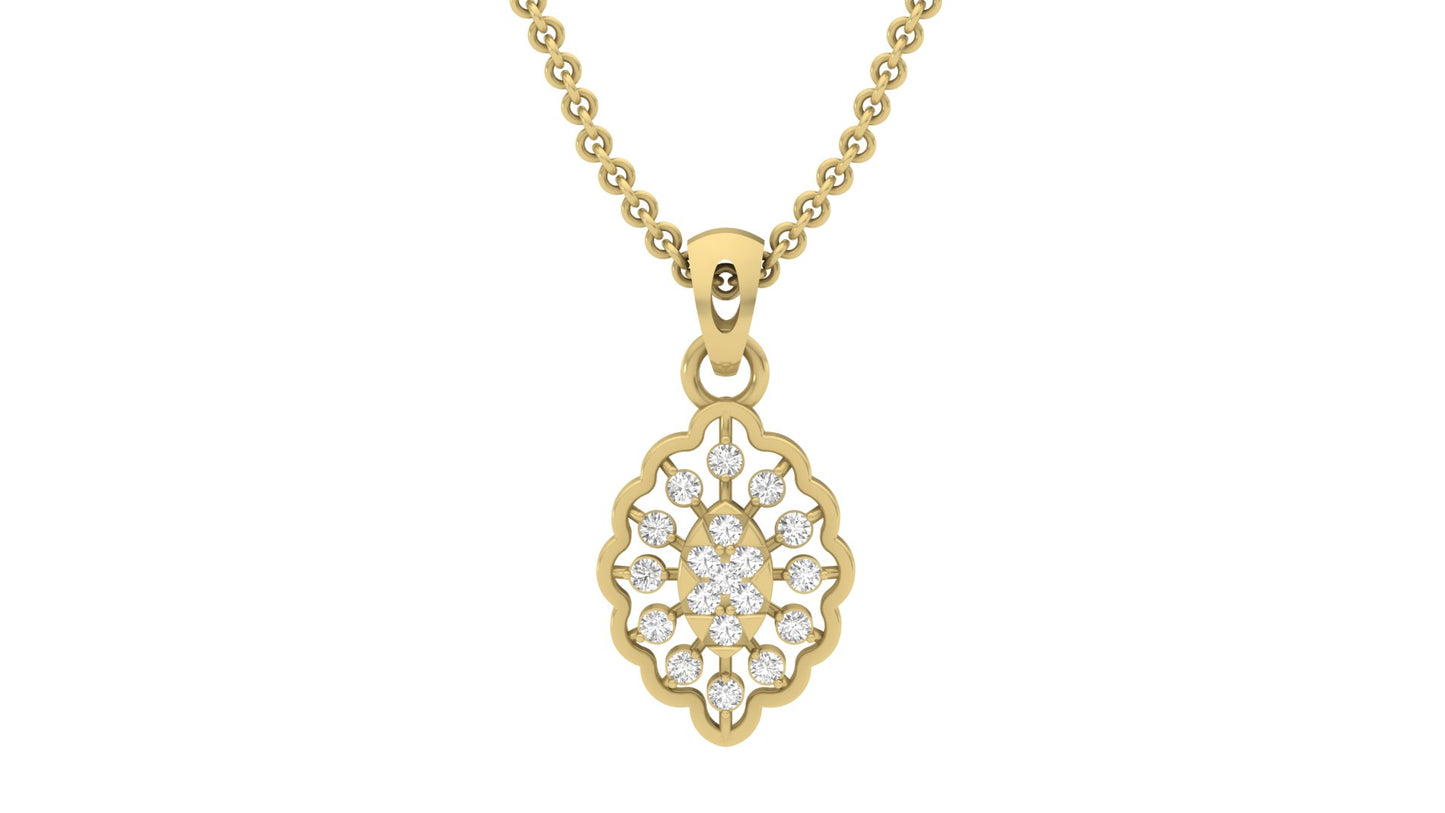 Diamond Floral Filigree Pendant (withtout Chain)