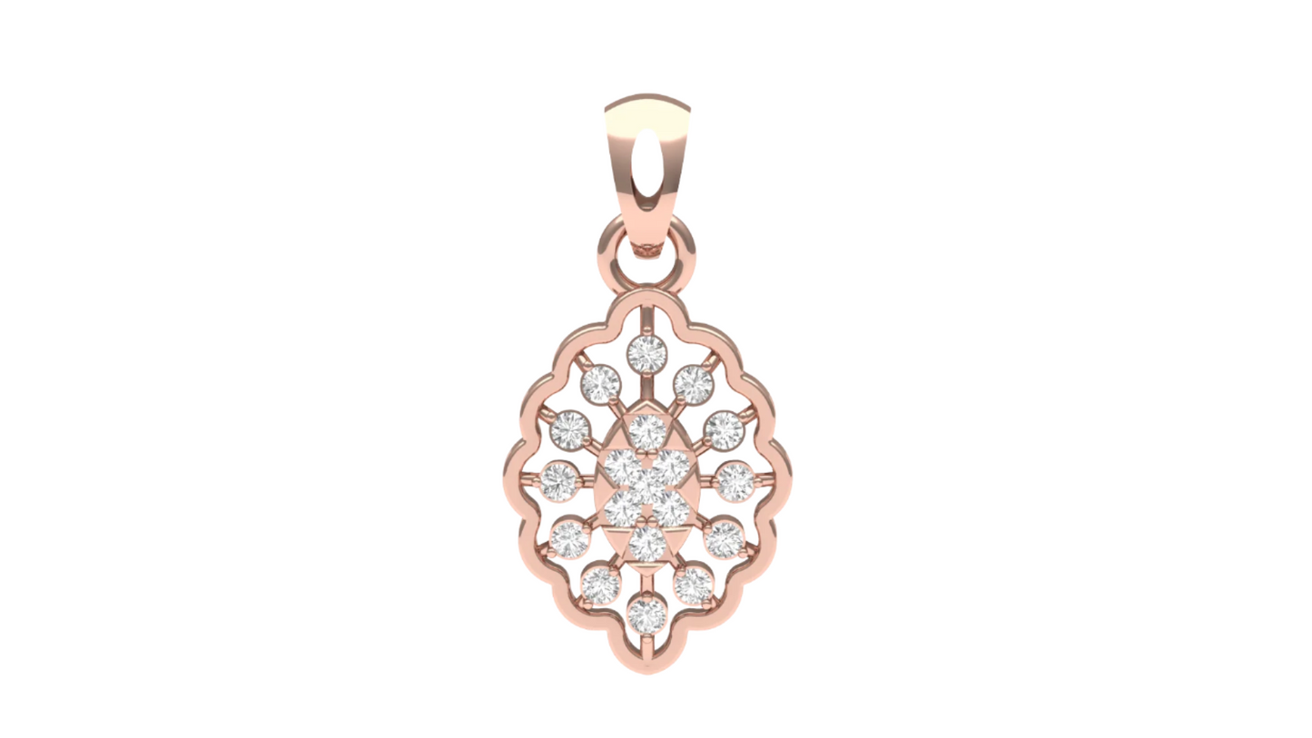 Diamond Floral Filigree Pendant (withtout Chain)