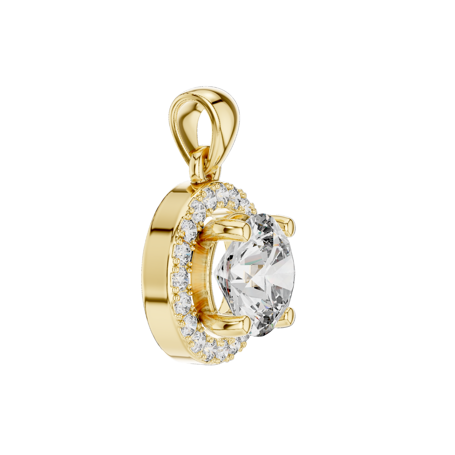 Petite Halo Solitaire Diamond Pendant (without Chain)