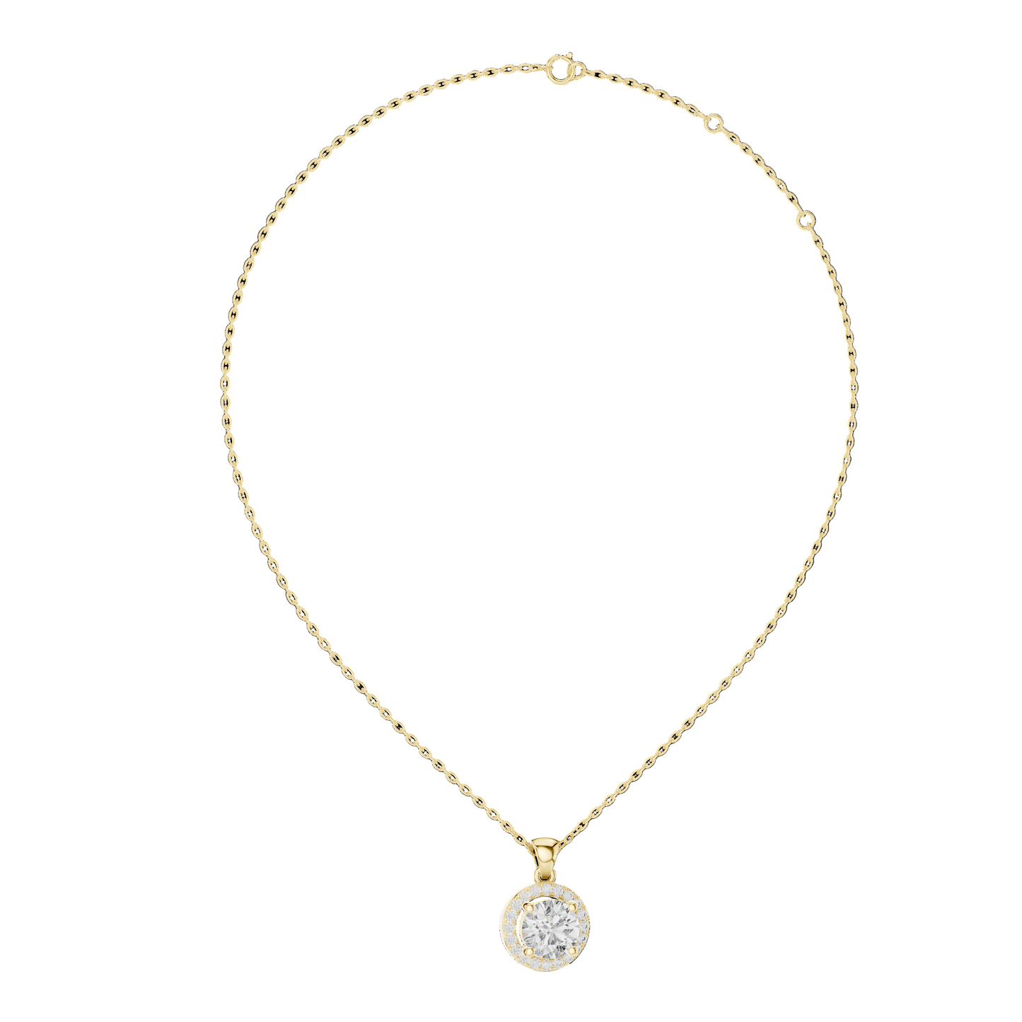 Petite Halo Solitaire Diamond Pendant (without Chain)