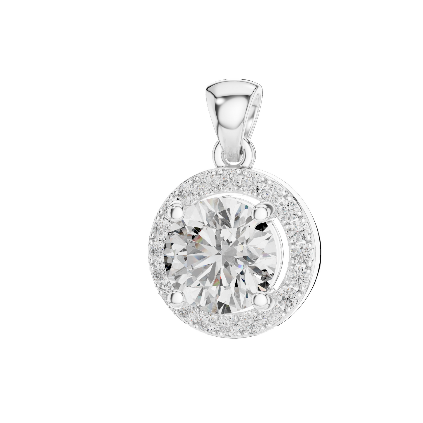 Petite Halo Solitaire Diamond Pendant (without Chain)