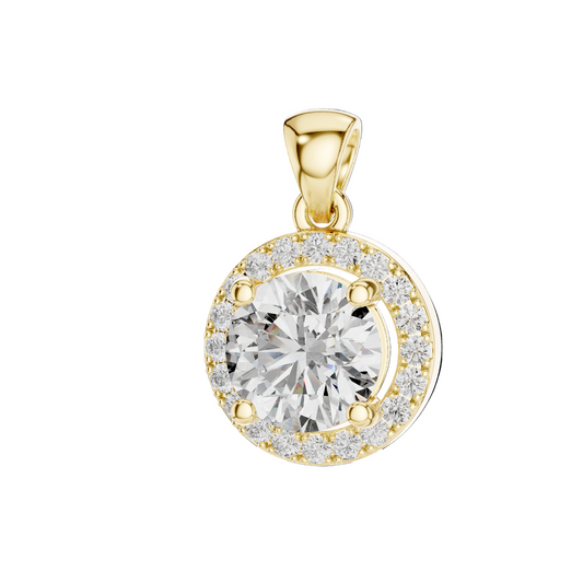 Petite Halo Solitaire Diamond Pendant (without Chain)