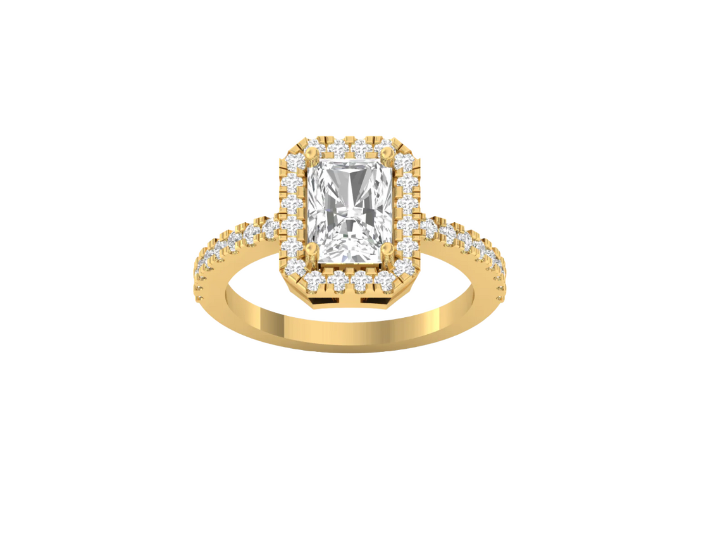 1.50 Carat Radiant Elegant Women Halo Ring