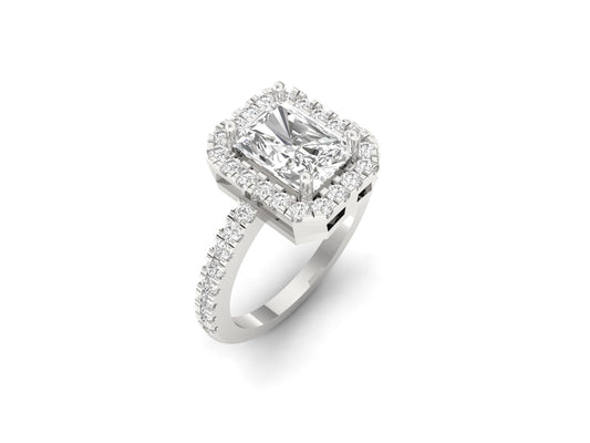1.50 Carat Radiant Elegant Women Halo Ring