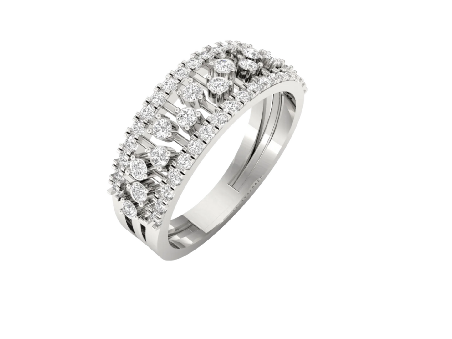 Triple Row Diamond Band Ring