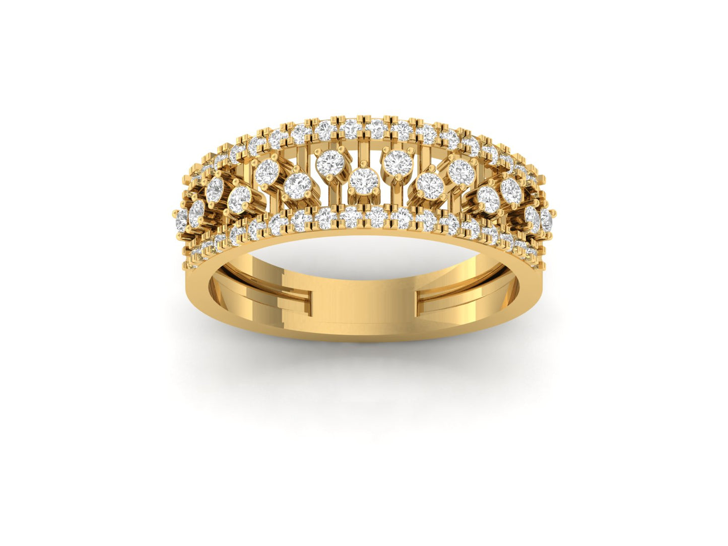 Triple Row Diamond Band Ring