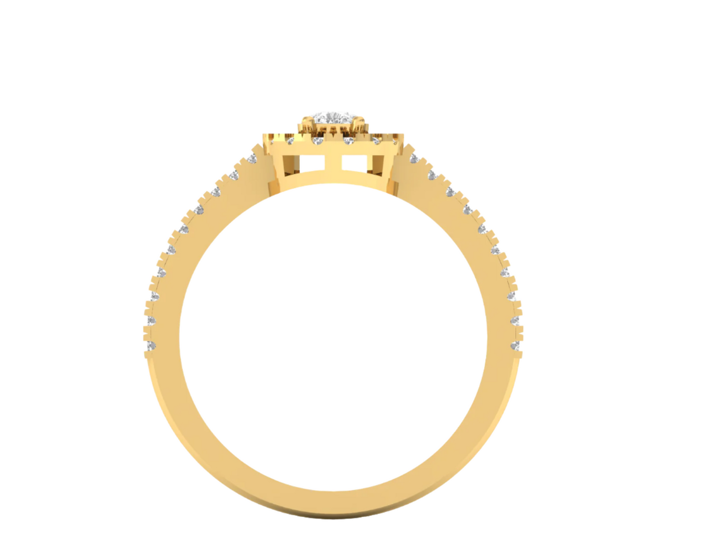 30 Cent Pear Halo Ring