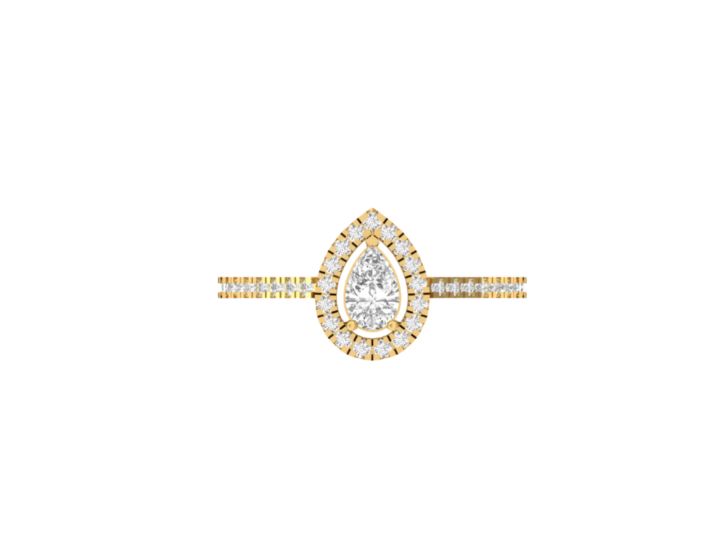 30 Cent Pear Halo Ring