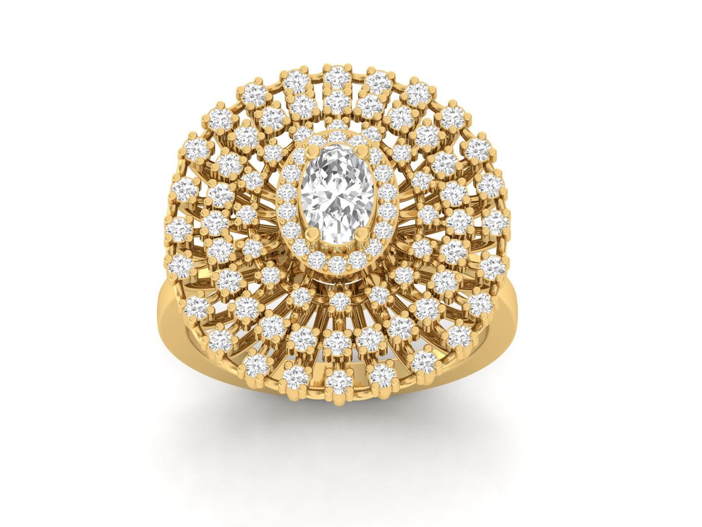 Exquisite Oval Center Diamond Cocktail Ring