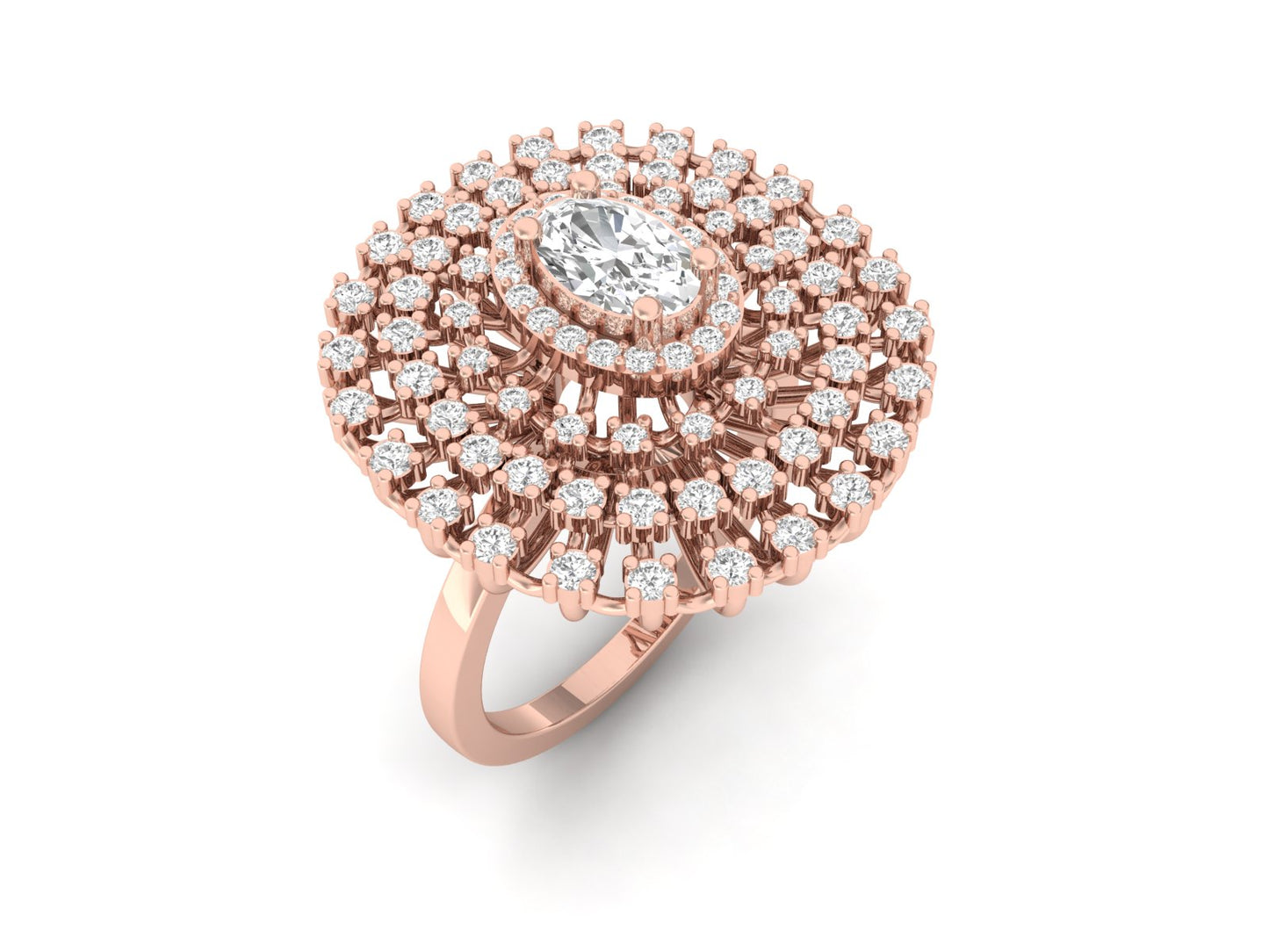 Exquisite Oval Center Diamond Cocktail Ring