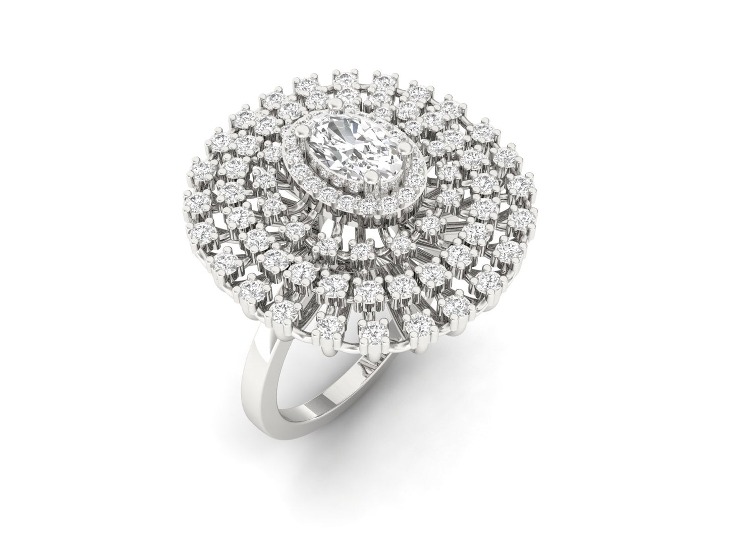 Exquisite Oval Center Diamond Cocktail Ring
