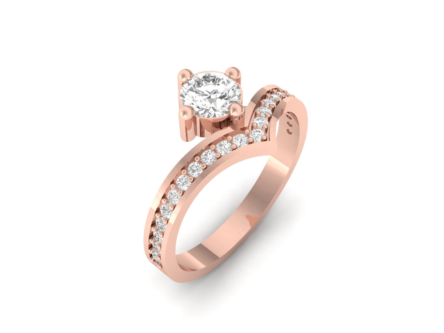 Golden Wishbone Diamond Engagement Ring