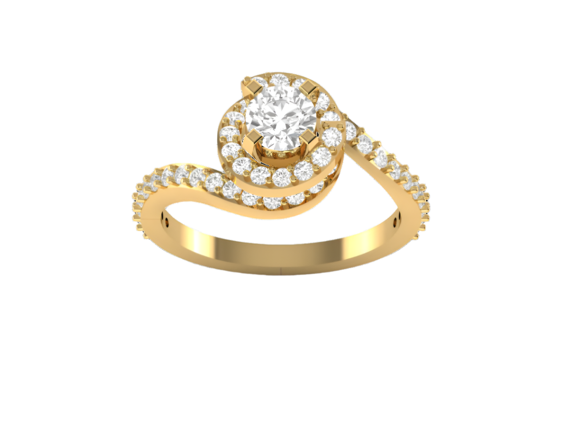 Swirling Diamond Halo Engagement Ring