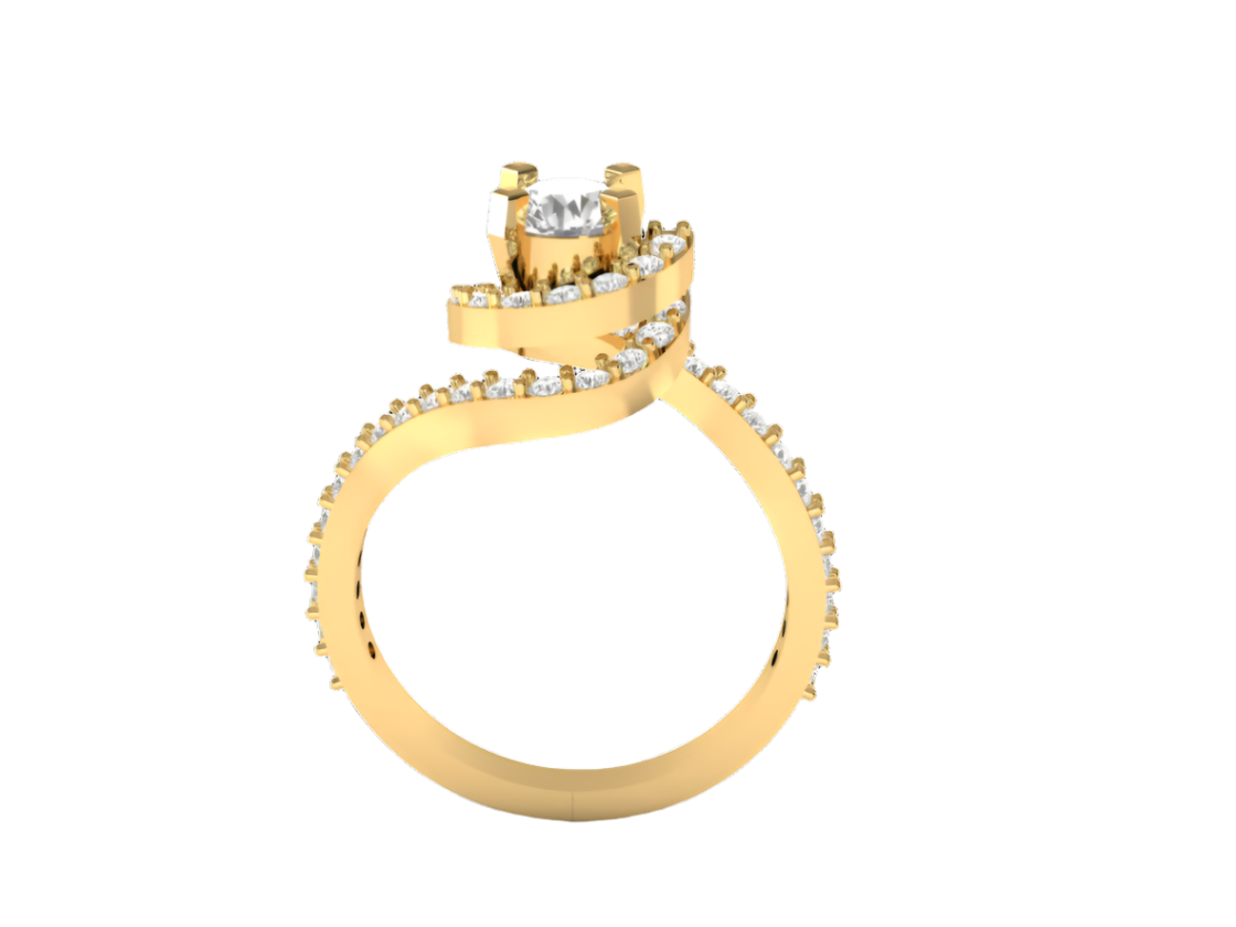 Swirling Diamond Halo Engagement Ring