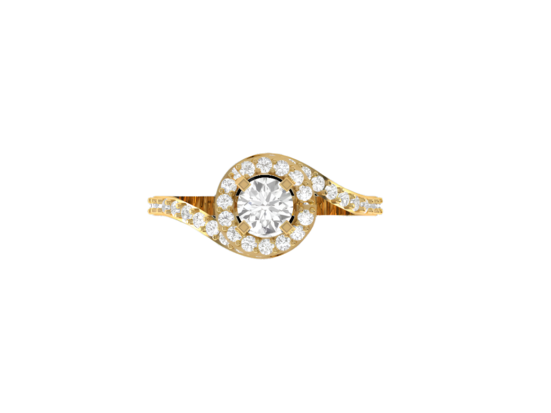 Swirling Diamond Halo Engagement Ring