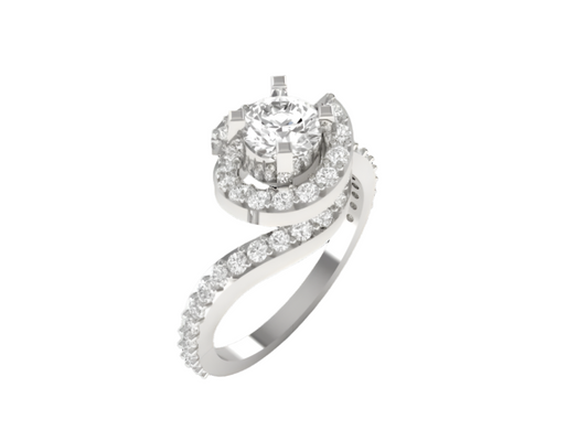 Swirling Diamond Halo Engagement Ring