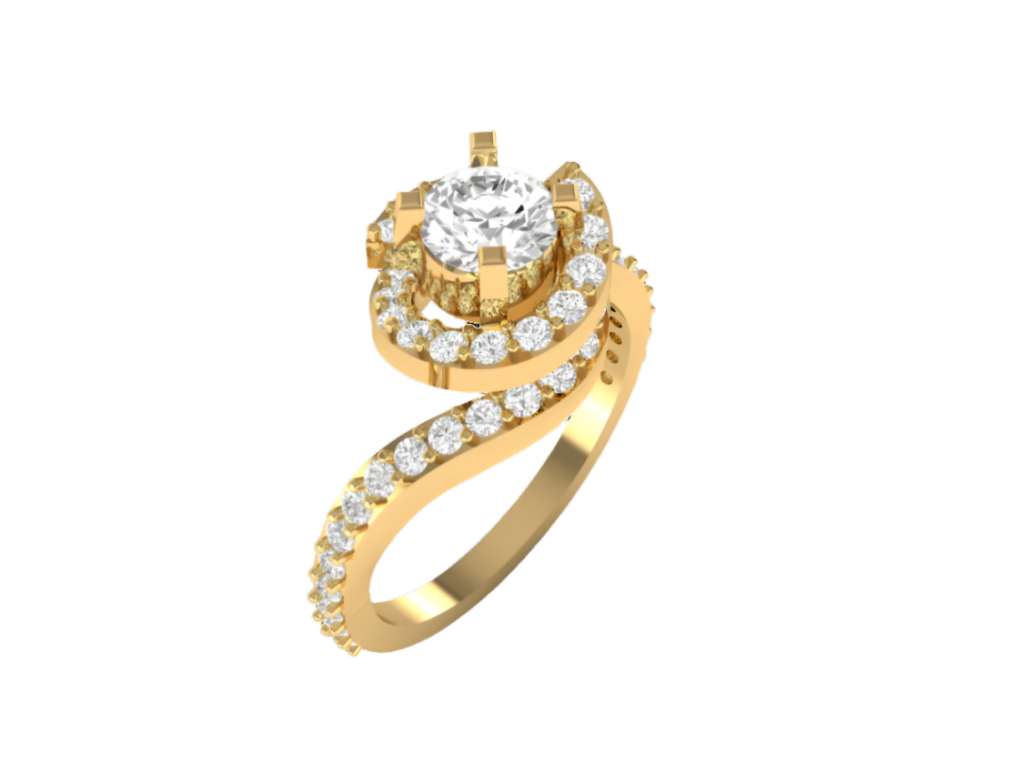 Swirling Diamond Halo Engagement Ring