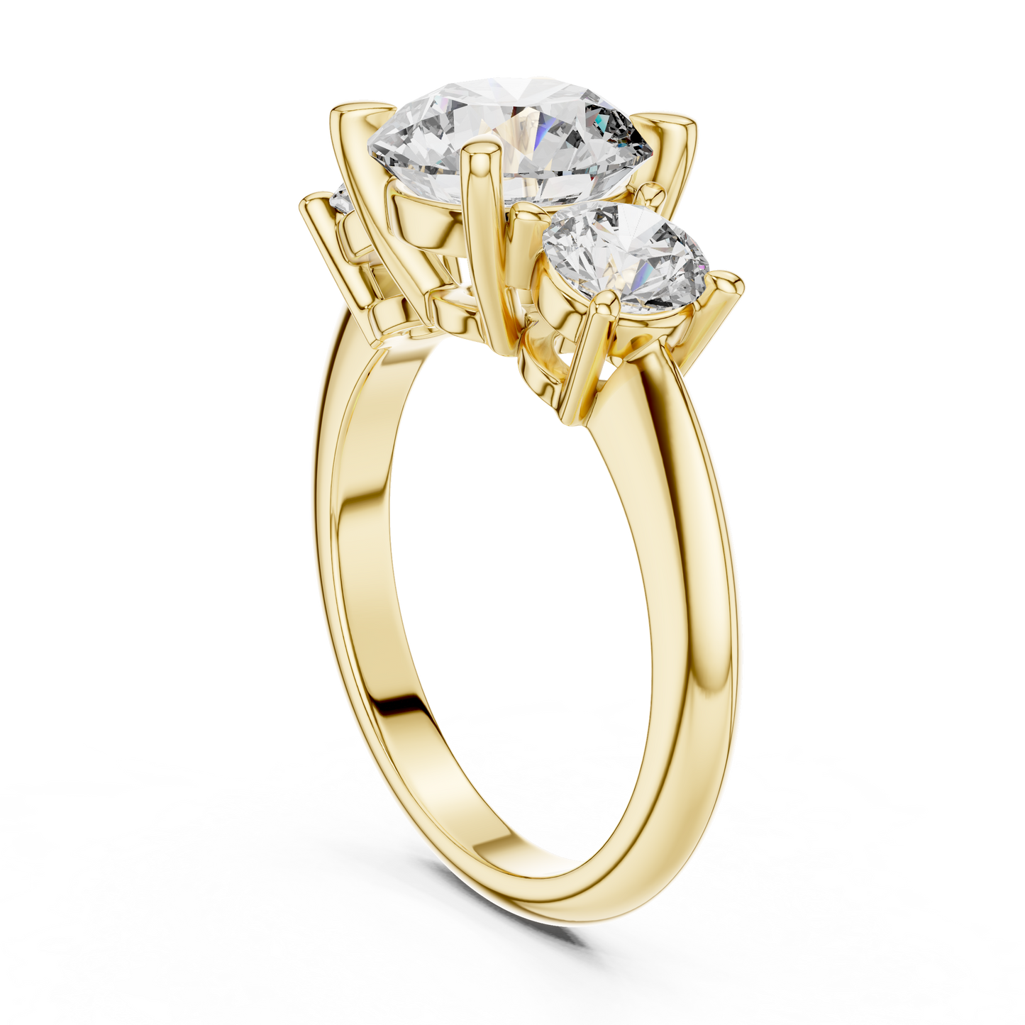 Golden Embrace Three-Stone Diamond Ring