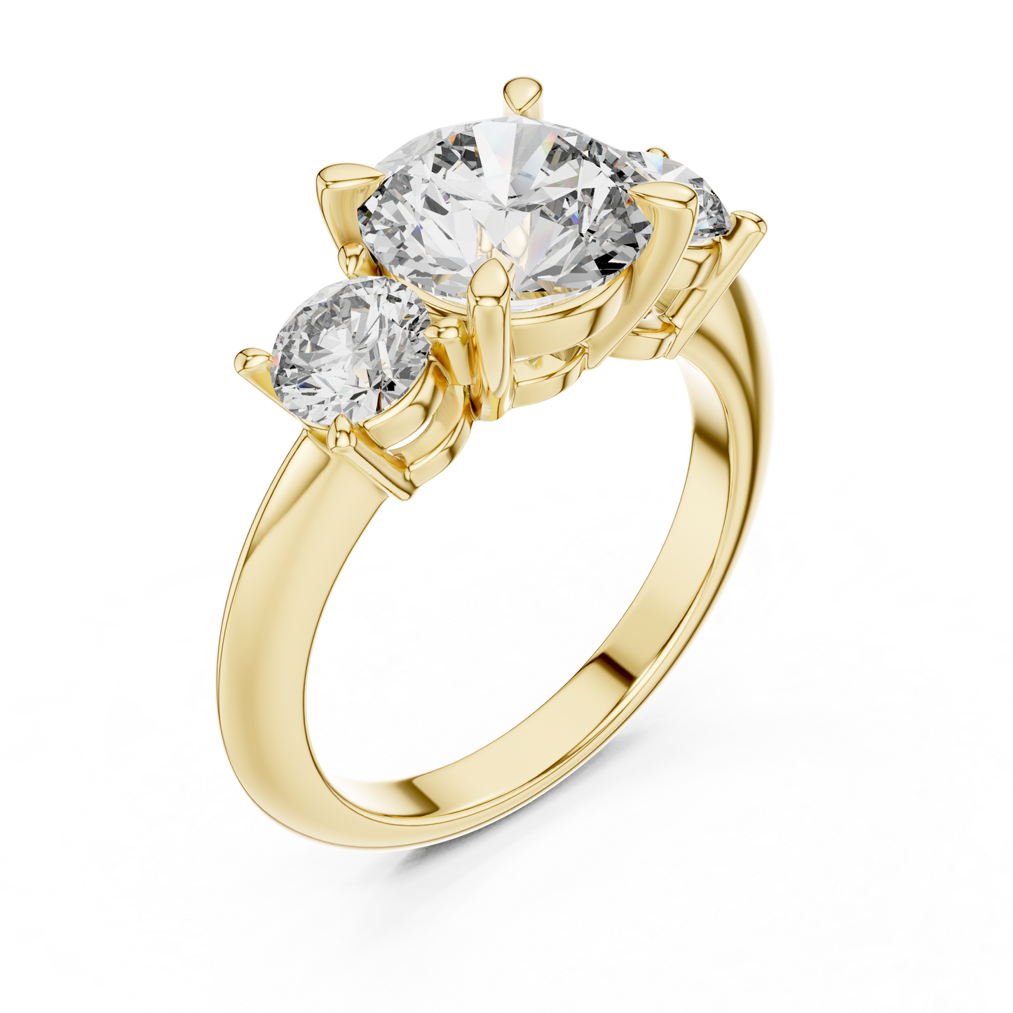 Golden Embrace Three-Stone Diamond Ring