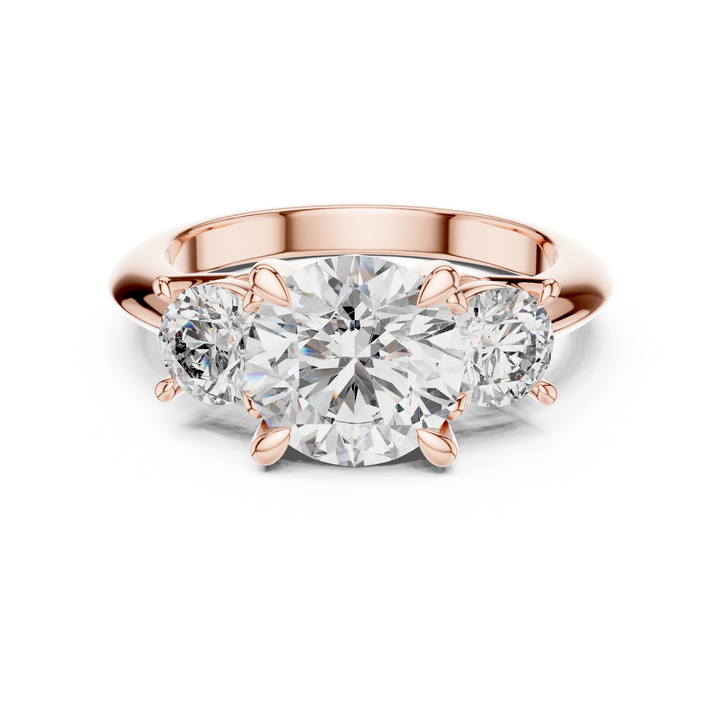 Golden Embrace Three-Stone Diamond Ring