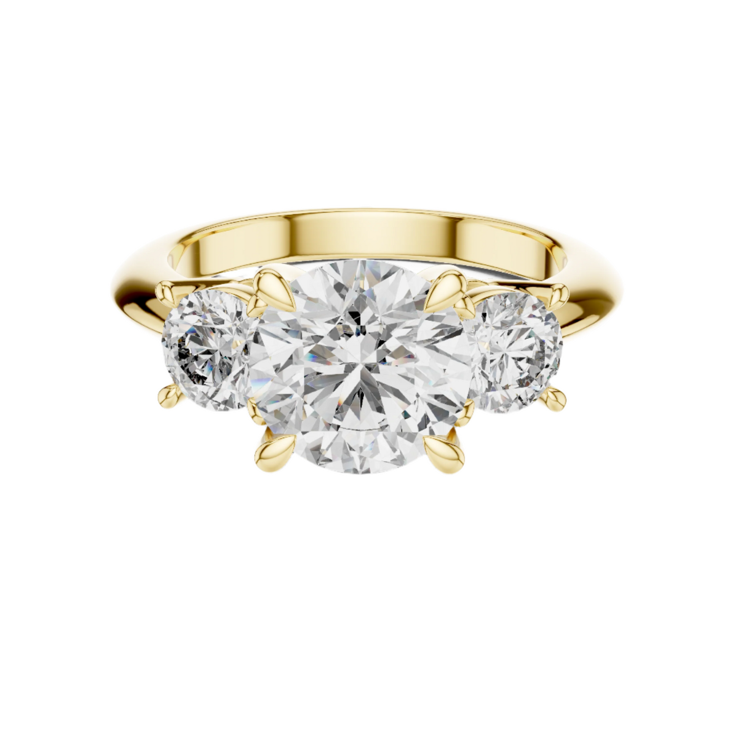 Golden Embrace Three-Stone Diamond Ring