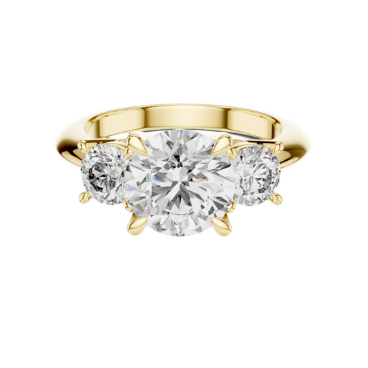 Golden Embrace Three-Stone Diamond Ring