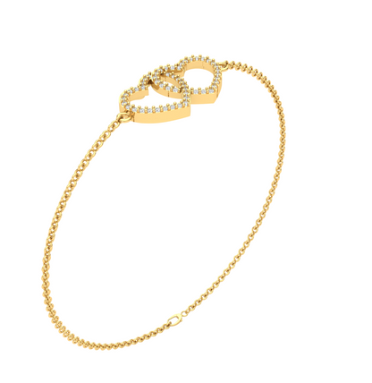 Pave Duo Heart Diamond Bracelet