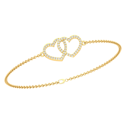 Pave Duo Heart Diamond Bracelet