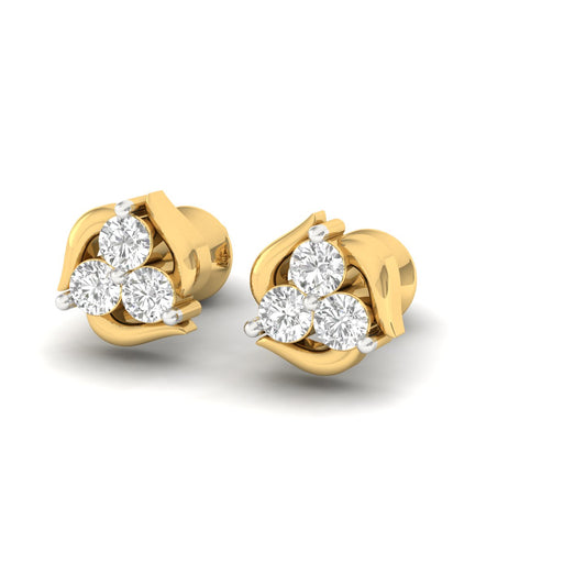 Radiant Tri-Diamond Stud Earrings