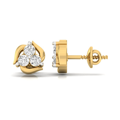 Radiant Tri-Diamond Stud Earrings