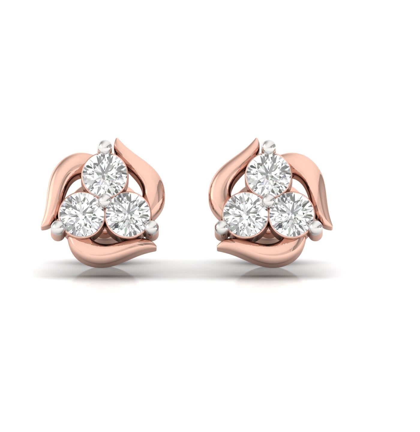 Radiant Tri-Diamond Stud Earrings