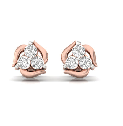 Radiant Tri-Diamond Stud Earrings