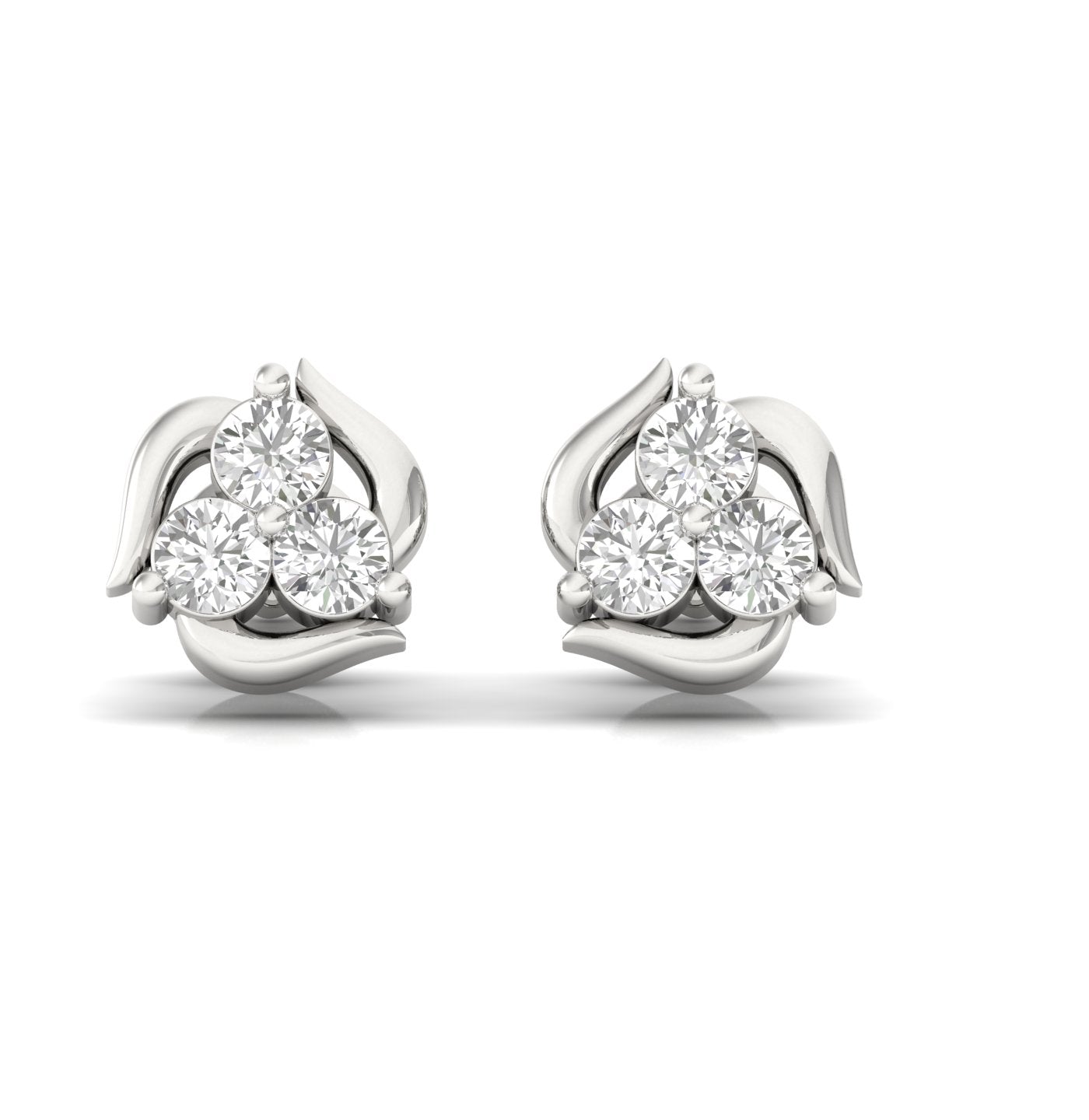 Radiant Tri-Diamond Stud Earrings