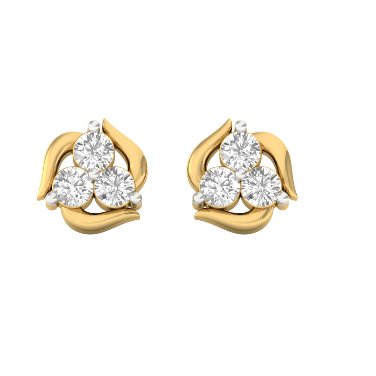 Radiant Tri-Diamond Stud Earrings