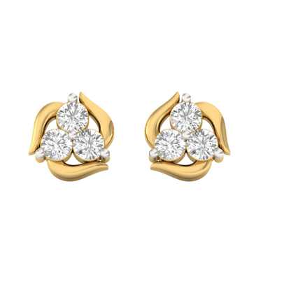 Radiant Tri-Diamond Stud Earrings