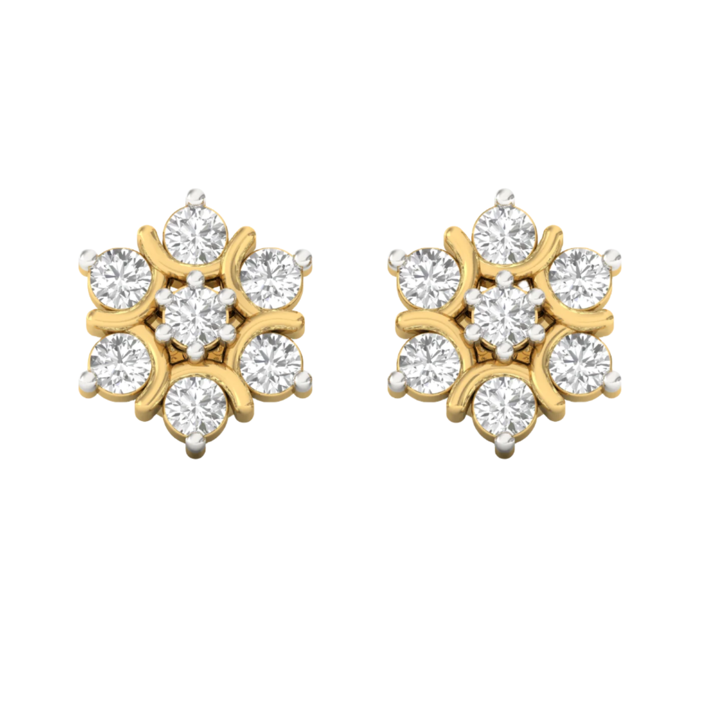 Golden Floral Diamond Earring