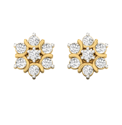 Golden Floral Diamond Earring